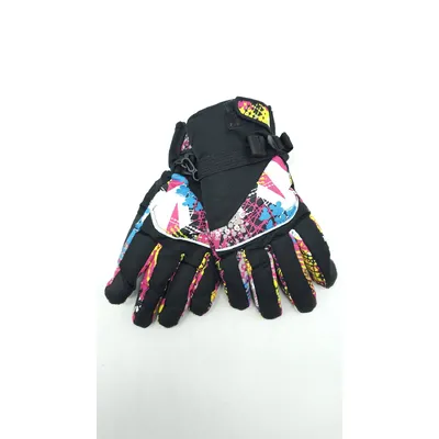 Рукавиці жіночі лижні плащові B-2203 LUCKYLOONG L-XL Чорний з малиновим