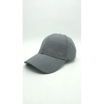 Бейсболка лляна літня однотонна з логотипом Mazur L/58-59 Темно-сірий BA1-LP108