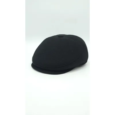 Кепка п'ятиклинка кашемірова на байці та вухами Mazur 56 Чорний KA1