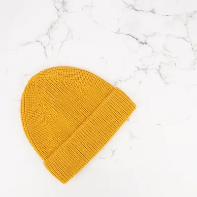 Шапка базова в’язана одинарна з відворотом Чойсі Talvi 44-46 Гірчичний