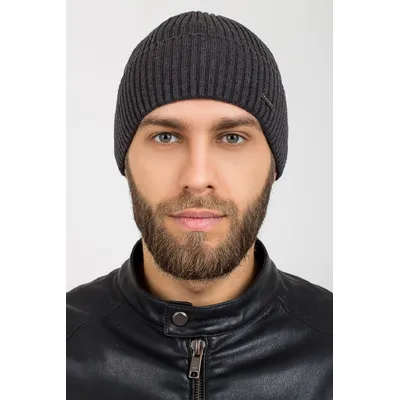 Шапка чоловіча середньої в'язки з манжетом на флісовій підкладці LuckyF Cascona 56-59 Темно-сірий