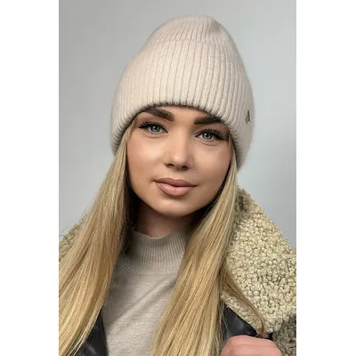 Шапка грубої вязки з манжетом на флісовій підкладці Alisha Flip Uni  Cascona 56-58 Кремовий