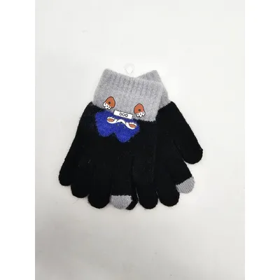 Рукавиці дитячі одинарні з малюнком на вік 4-6 років Чорний 16004