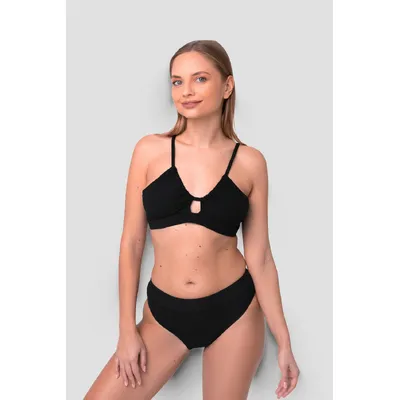 Купальник роздільний топом-трикутником в рубчик 23203 Teres 36 Чорний 12527