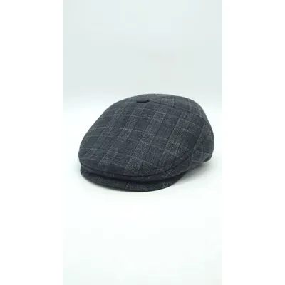 Кепка п'ятиклинка тіарова на байці та вухами в клітинку Mazur 56 Темно-сірий OR58