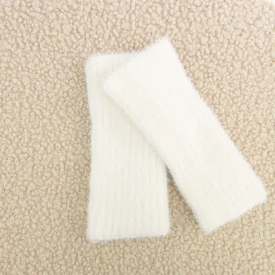 Рукавиці мітенки одинарні в’язані ангорові ФЛАФФІ Talvi one size Молочний