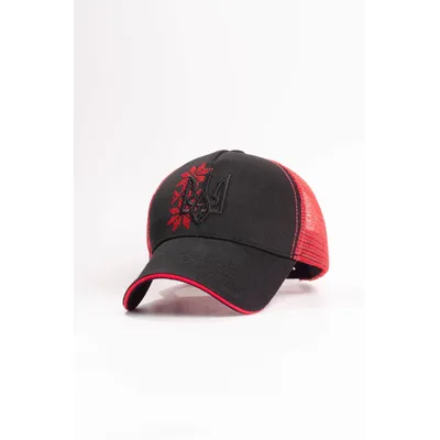 Бейсболка форхед з сіткою з тризубом та вишивкою KENT&AVER 59-60 Чорний з червоним 4050-17-1