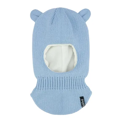 Шапка балаклава шлем вязаная с ушками на флисовой подкладке Мими Talvi 44-46 Блакитный 15884