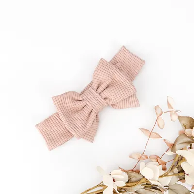 Пов’язка з бантом трикотажна для дівчинки Емілі Talvi 46-52 Пудровий