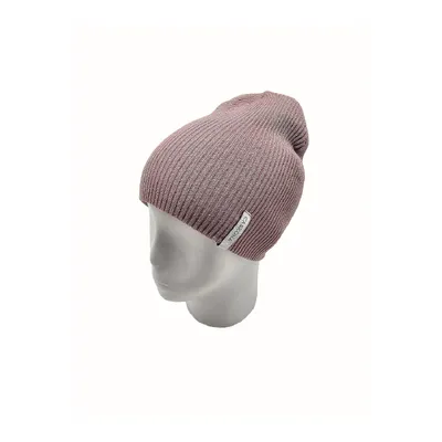 Шапка прямая двойная удлиненная мелкой вязки в рубчик Flinn Cascona 52-55 Темно-пудровый
