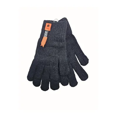 Рукавиці в’язані сенсорні з яскравим елементом на манжеті на вік 9-15 років Чорний 11944