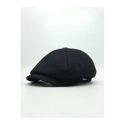 Кепка восьмиклинка хуліганка в дрібну клітинку на ніжці CH 55 Темно-синій N-21/7