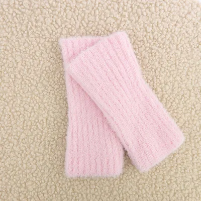 Рукавиці мітенки одинарні в’язані ангорові ФЛАФФІ Talvi one size Рожевий
