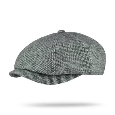 Кепка восьмиклинка хуліганка вовняна в дрібну клітинку VladAltex 56 Темно-сірий 135-46