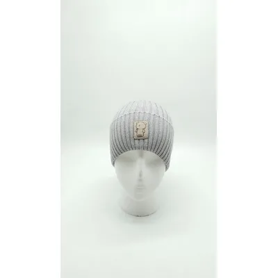 Шапка однотонна в’язана одношарова з відворотом Мішка Glory Kids 50-52 Сірий