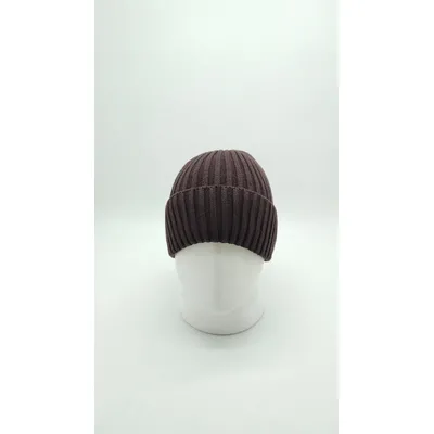 Шапка в’язана одинарна з відворотом 9286 Glory Kids 56-60 Шоколад