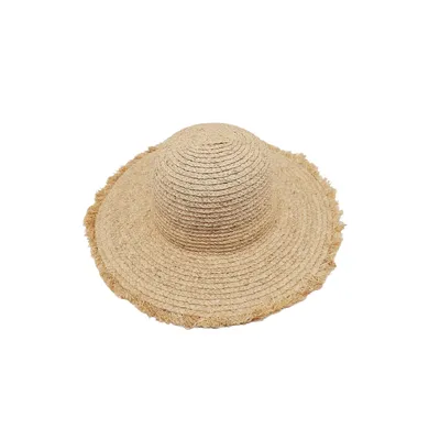 Капелюх солом’яний однотонний з бахромою Fortune 55-57 Бежевий S704