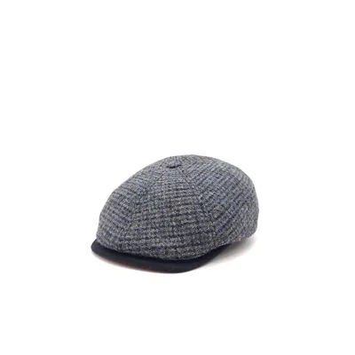 Кепка восьмиклинка вовняна в кольову клітинку 6-LEONARDO HarrisTweed HOOK 56 Темно-сірий HT-C402