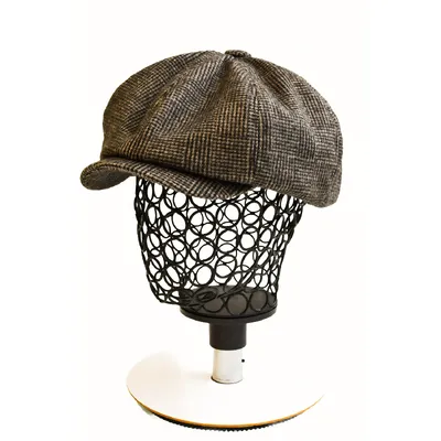 Кепка восьмиклинка хуліганка кашемірова Шелбі шахівниця KENT&AVER 58-60 Темно-сірий 8108