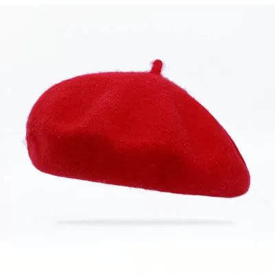 Берет для дівчинки класичний однотонний вовняний 52-54 Червоний 15061