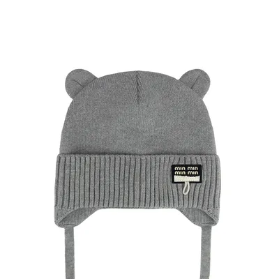 Шапка вязаная с ушками на завязки Кенди Talvi 46-48 Серый