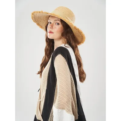 Капелюх солом’яний з стрічкою та бахромою Fortune 54-57 Бежевий SM449