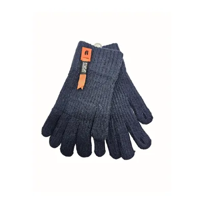 Рукавиці в’язані сенсорні з яскравим елементом на манжеті на вік 9-15 років Темно-синій 119466