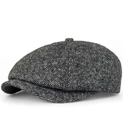 Кепка восьмиклинка хуліганка твідова в крапинку Марсель Premium VladAltex 56 Темно-сірий 117-46