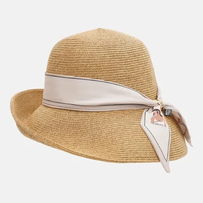 Капелюх клош з стрічкою Fortune 55-57 Бежевий з молочним SM150