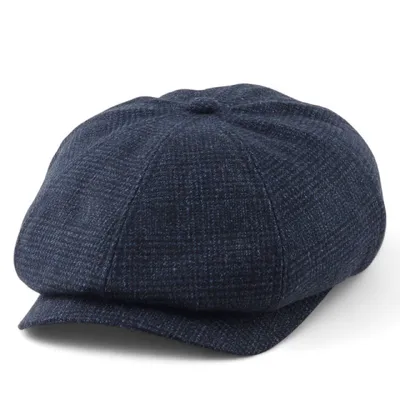 Кепка восьмиклинка хуліганка бавовняна в клітинку VladAltex 56 Темно-синій 964-26