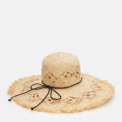 Капелюх солом’яний з стрічкою та шнурівкою-канатом Fortune 55-58 Бежевий SM242