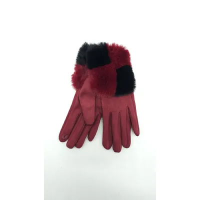 Рукавиці жіночі зі штучної замші та хутром на манжеті Paidi one size Бордовий