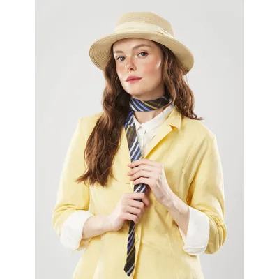 Капелюх солом’яний канотьє зі стрічкою Fortune 55-58 Світло-бежевий з молочний SM199