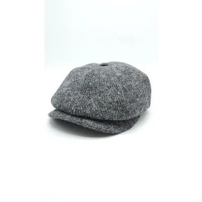 Кепка восьмиклинка хуліганка вовняна Premium в дрібну клітинку VladAltex 58 Темно-сірий 8063-36