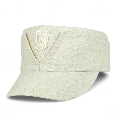 Кепка німка мазепинка бандерівка австрійка лляна з кокардою та тризубом VladAltex 56 Бежевий 2-19