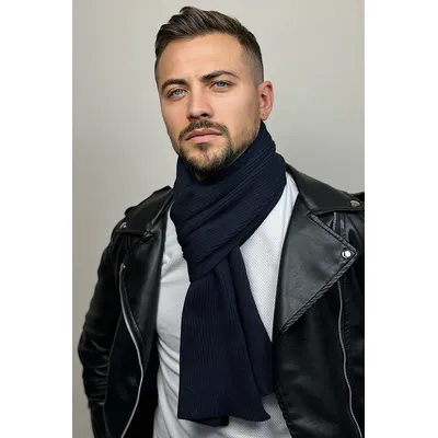 Шалик чоловічий в'язаний Grayson Cascona 180x25см Темно-синій