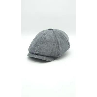 Кепка восьмиклинка хуліганка вельветова утепена з вухами на ніжці CH 57 Сірий W25/2