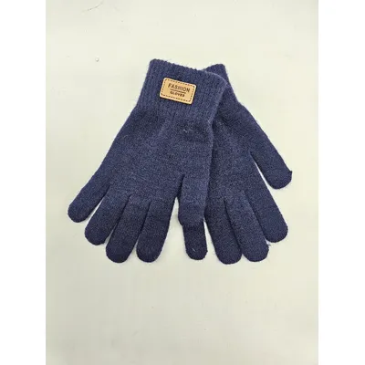 Рукавиці в’язані однотонні на вік 6-9 років Темно-синій 15842