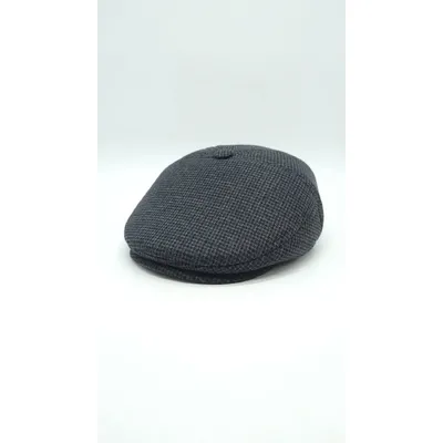Кепка п'ятиклинка тіарова на байці та вухами в дрібну клітинку Mazur 56 Темно-сірий OR3