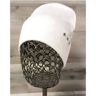 Шапка з двошарового трикотажу для дівчинки з пірсингом Bermel 52 Білий