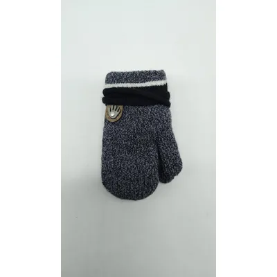 Рукавиці варежки в’язані подвійні з нашивкою на вік від 1 до 2 років Темно-сірий 0661