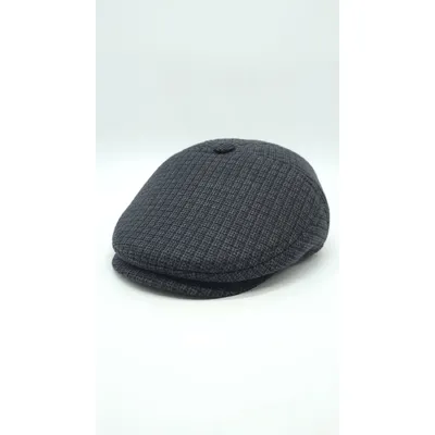 Кепка п'ятиклинка тіарова на байці та вухами в клітинку Mazur 56 Темно-сірий OR6