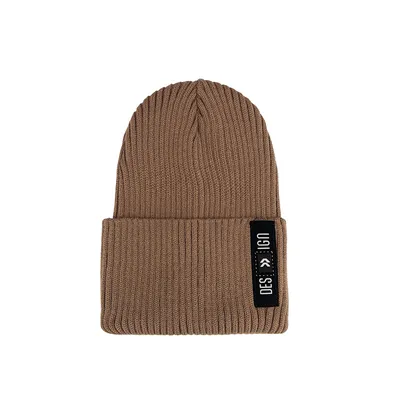 Шапка однотонна в’язана двошарова з регульованим манжетом Давос Talvi 48-56 Темно-бежевий