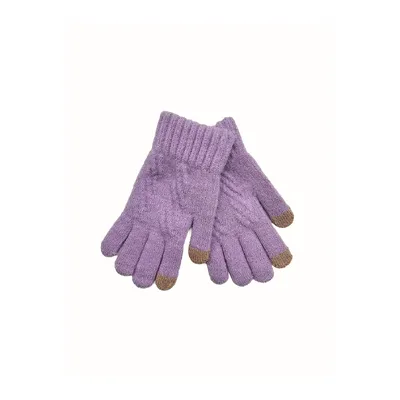 Рукавиці в’язані в косичку сенсорні на вік 8-12 років Бузковий 11950