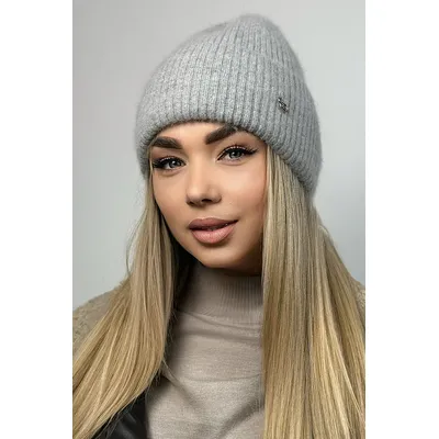Шапка середньої в'язки з манжетом на флісовій підкладці Dalia Flip Uni Cascona 56-60 Перламутровий