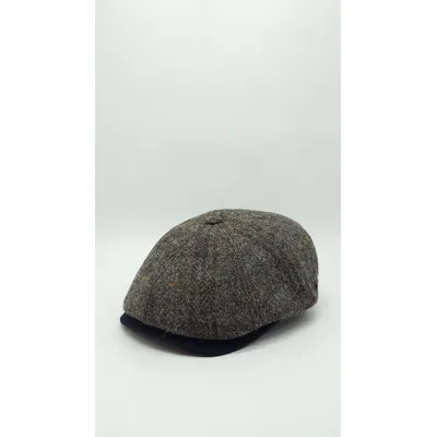 Кепка восьмиклинка вовняна в кольову клітинку 6-LEONARDO HarrisTweed HOOK 56 Коричневий HT-505C2