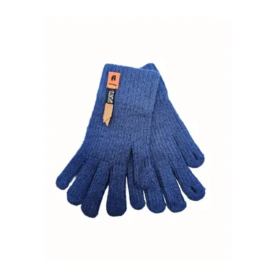 Рукавиці в’язані сенсорні з яскравим елементом на манжеті на вік 9-15 років Синій 11945