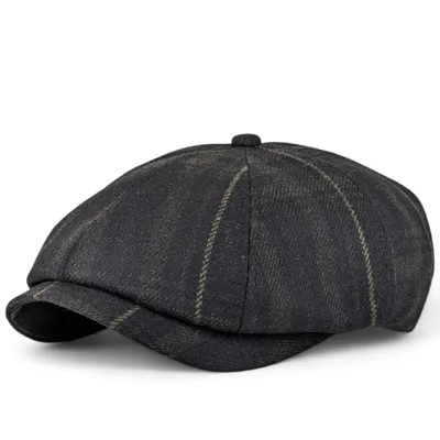 Кепка восьмиклинка хуліганка вовняна в клітинку VladAltex 55 Темно-зелений 529-26