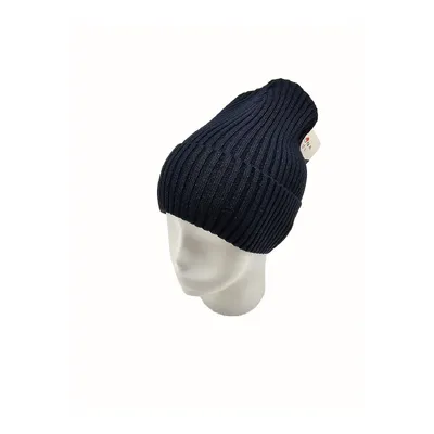Шапка в’язана в рубчик одинарна з манжетом Ivy Cascona 52-58 Темно-синій