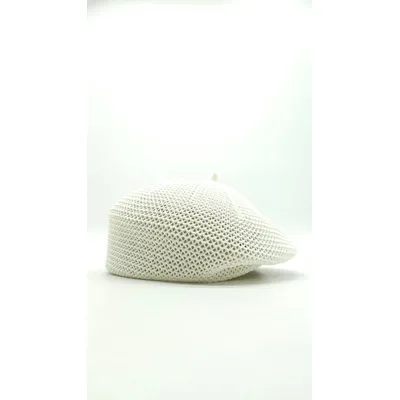 Берет класичний плетений бавовняний 56-58 Fortune Молочний